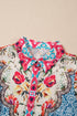 Boho Patchwork Button Front Ruffle Sleeve Vacation Dress